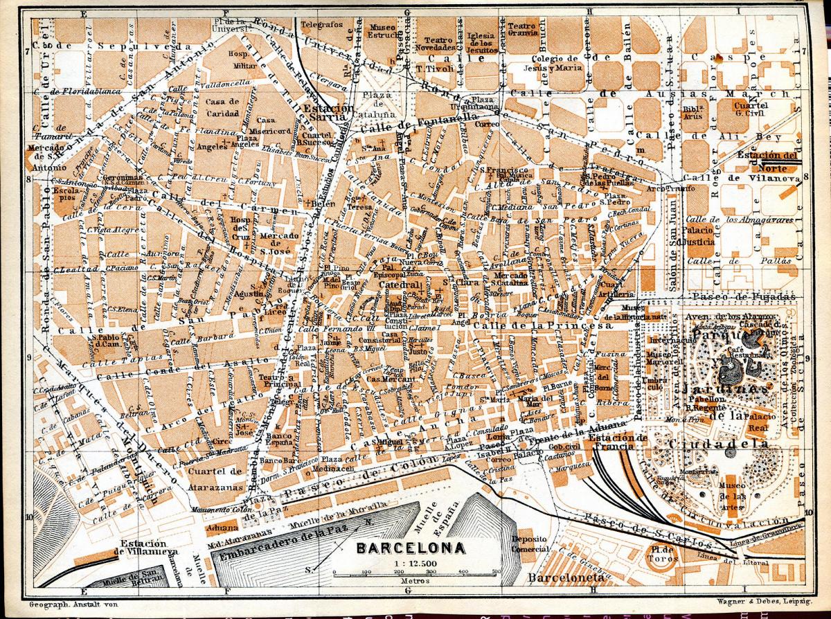 alte Karte barcelona
