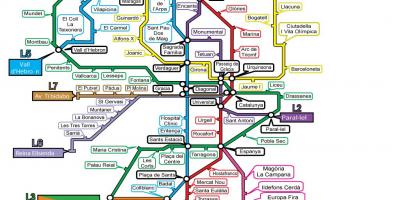 Barcelona subway map - U-Bahn-Karte von barcelona (Katalonien, Spanien)