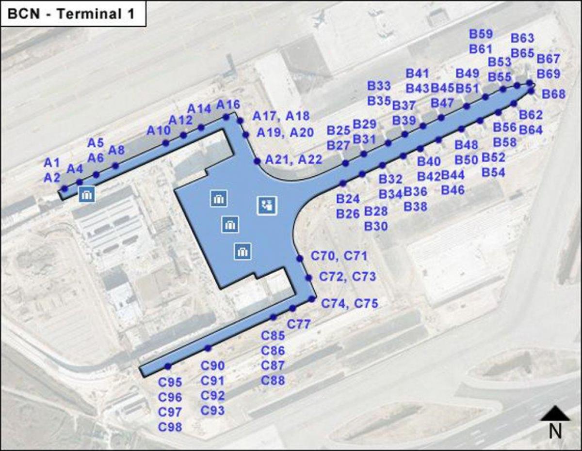 bcn Flughafen-terminal, 1 Karte