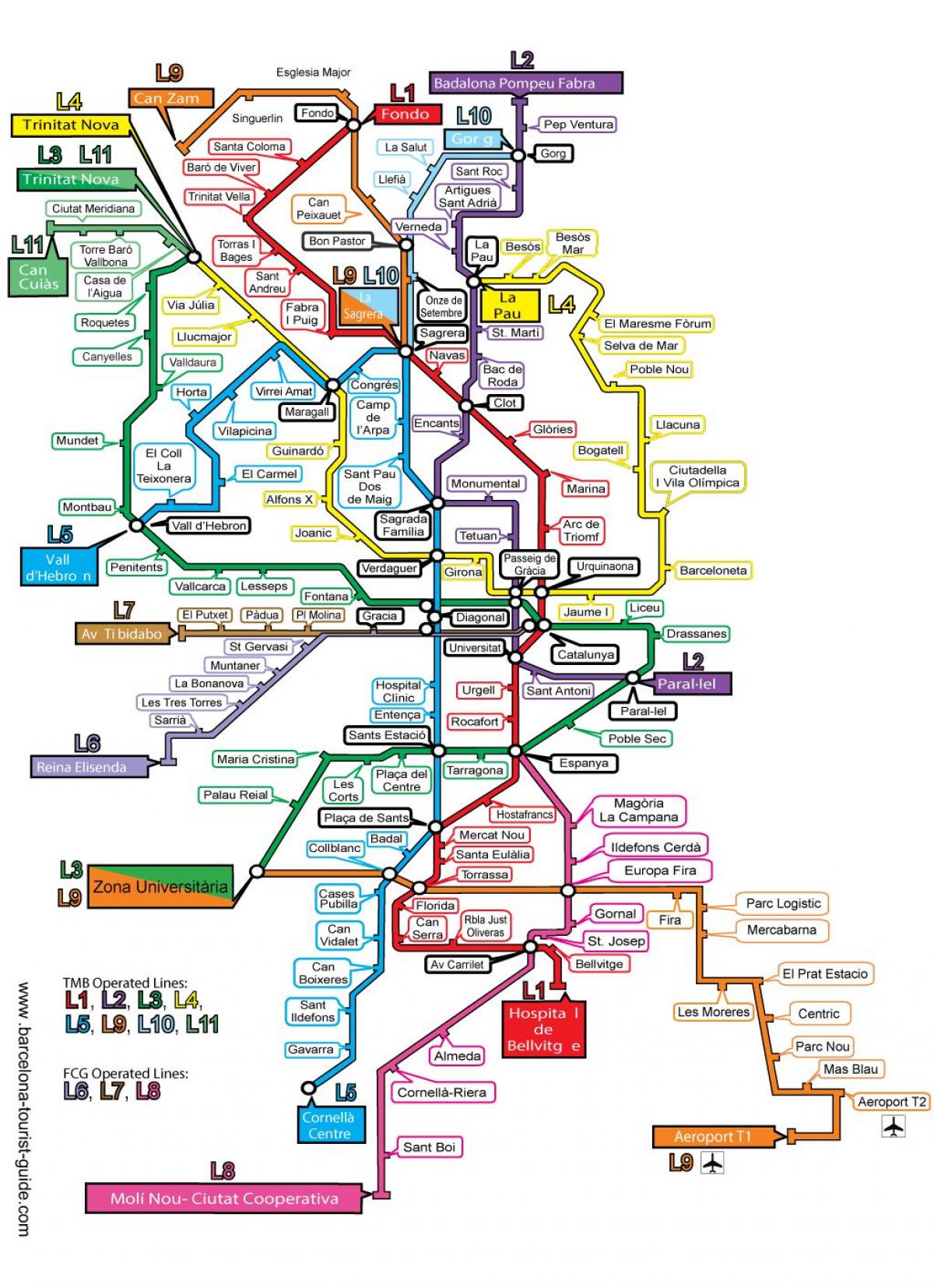 Barcelona Metro Map Zone 1 