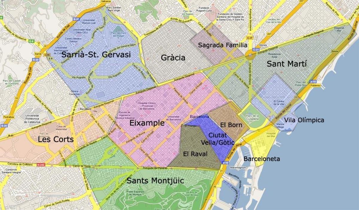 Karte von barcelona Vororten