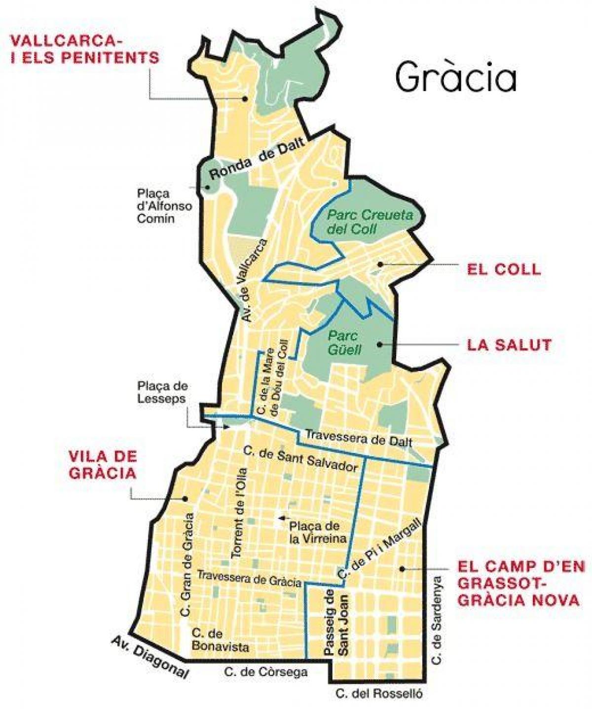 Karte von gracia in barcelona