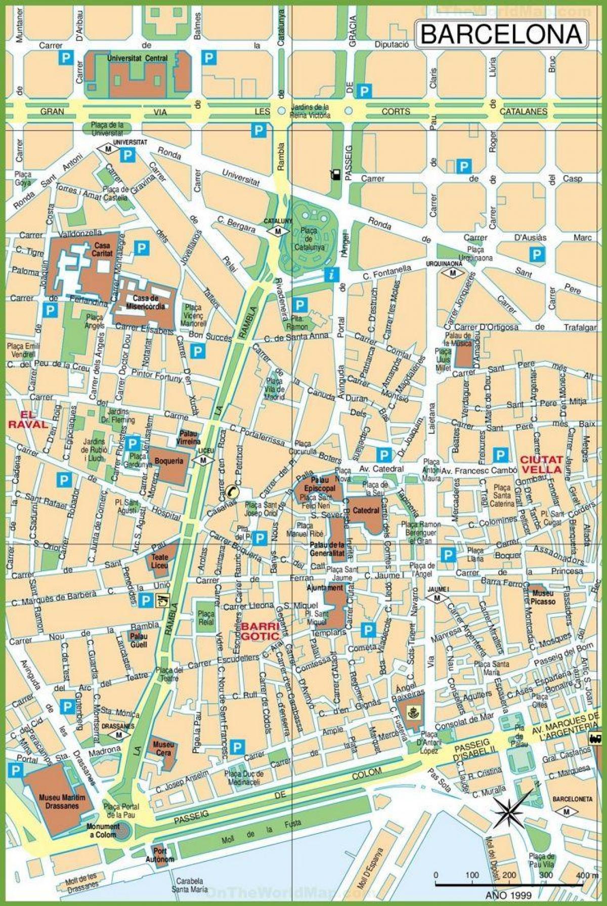 Karte von barcelona city centre Straßen