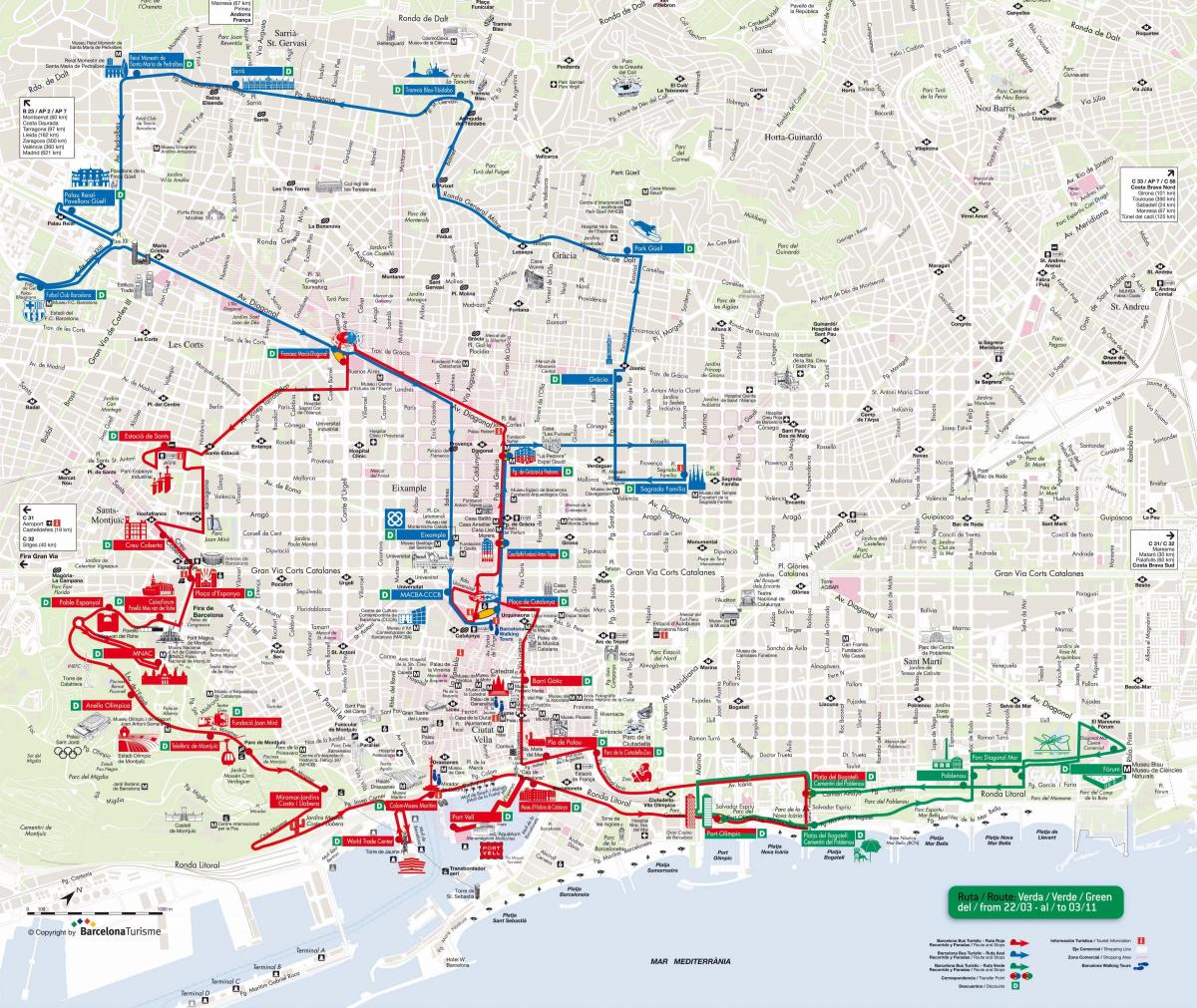 von barcelona bus turistic red line map