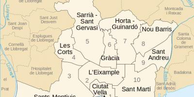 Karte von barcelona-Bezirke Spanien